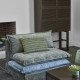 Fauteuil LÉO velours mousse et gris bleu