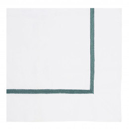 Taie d'oreiller JANE blanc brodé émeraude - 65 x 65 cm