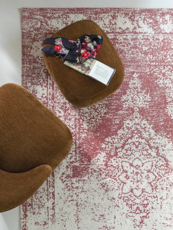 Tapis DAVIO en coton et jute - Terracotta et blanc - 200 x 300 cm